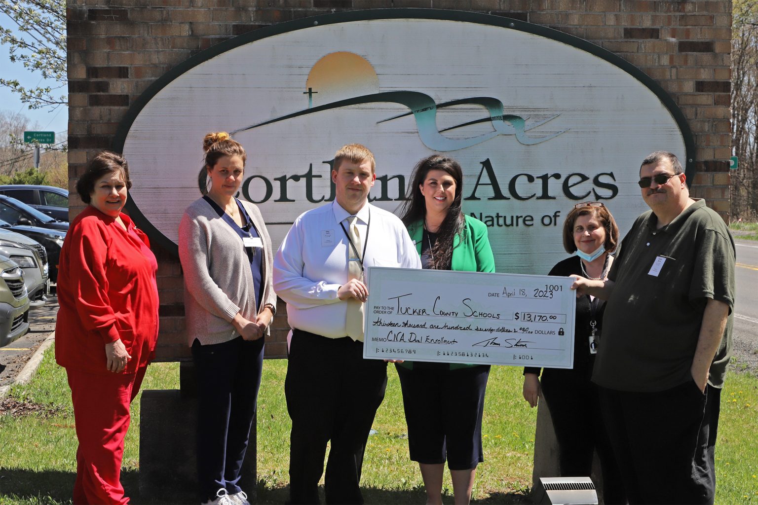 Check Presented to Tucker County High School For C.N.A. Dual Enrollment ...